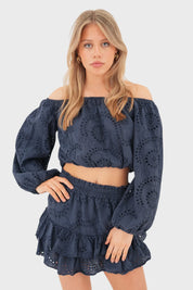 "Fleur" Blouse Navy
