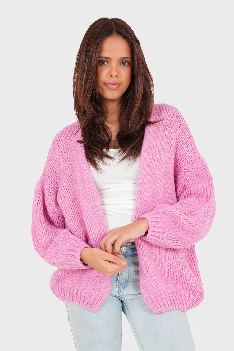 “Keep me warm" cardigan pink