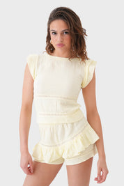 "Junies" top light yellow